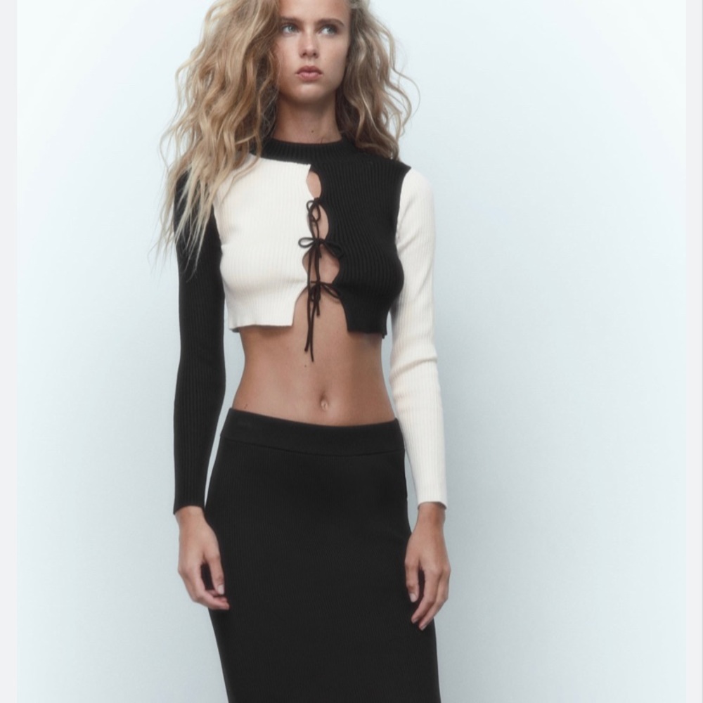 Zara Bow trim knit sweater